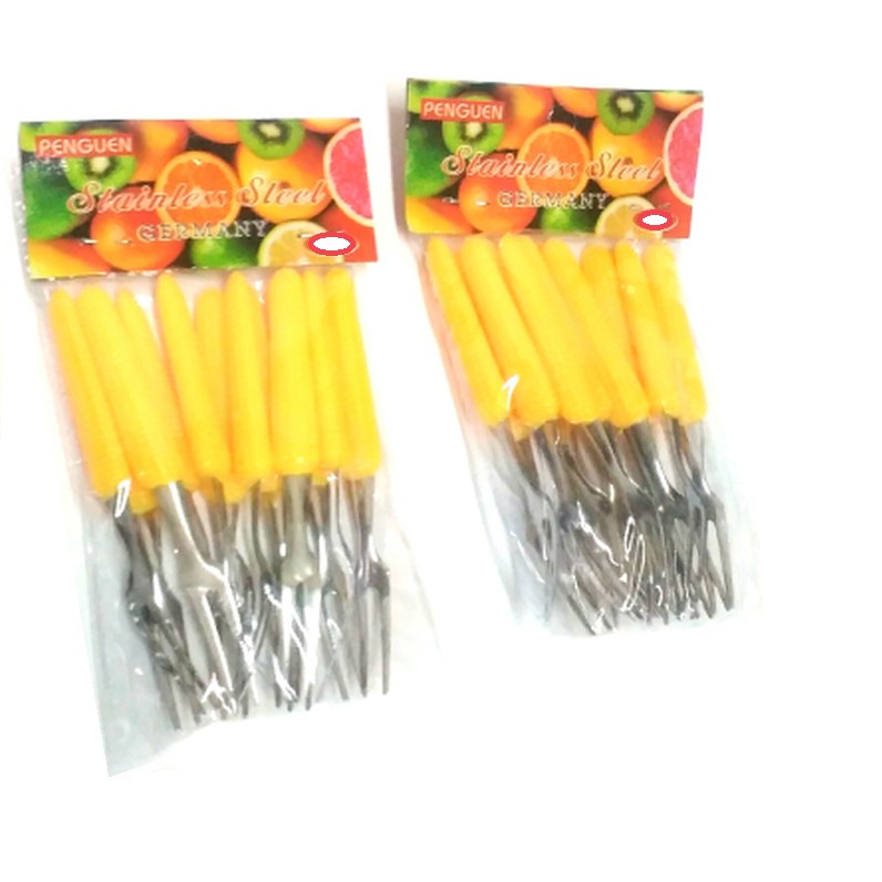 FM - Garpu Kue / Garpu buah Kecil Stainless Steel Gagang motif Jagung - 12 pcs/garpu