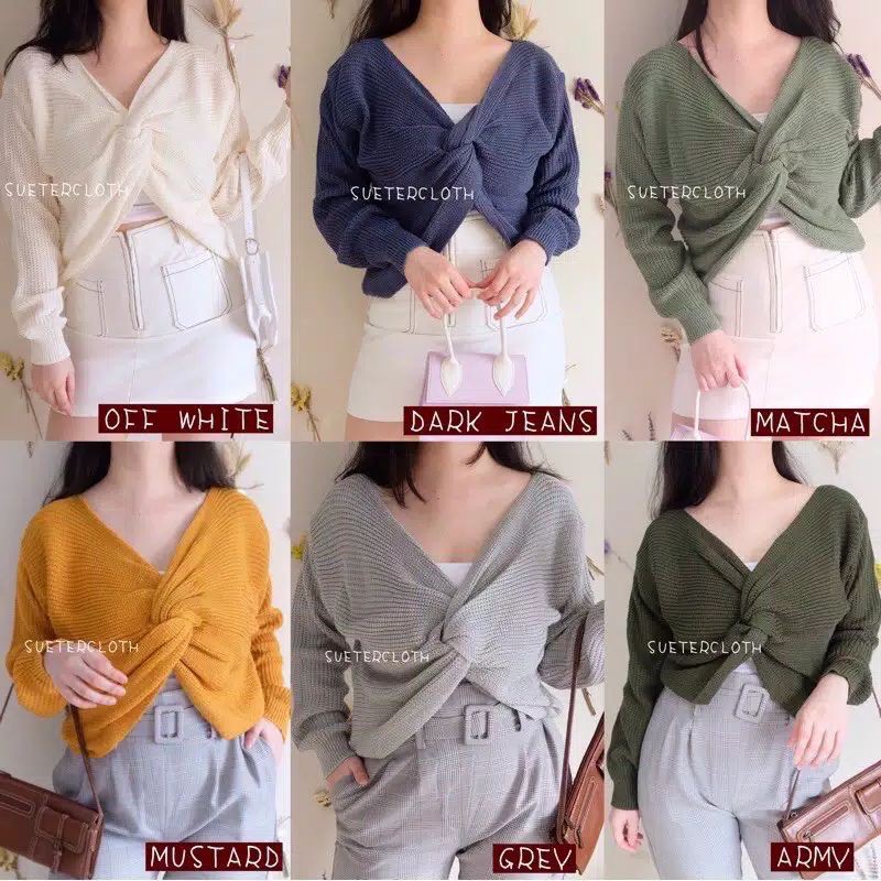 ATASAN RAJUT WANITA LENGAN PANJANG / BAJU RAJUT WANITA / CROP RAJUT