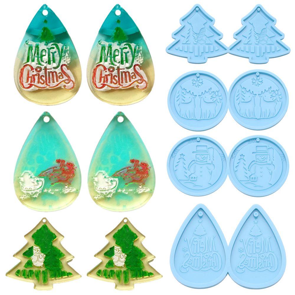 Preva Chiristmas Anting Cetakan DIY Resin Kerajinan UV Epoxy Merry Chiristmas Perhiasan Membuat Alat Resin Cetakan Silikon