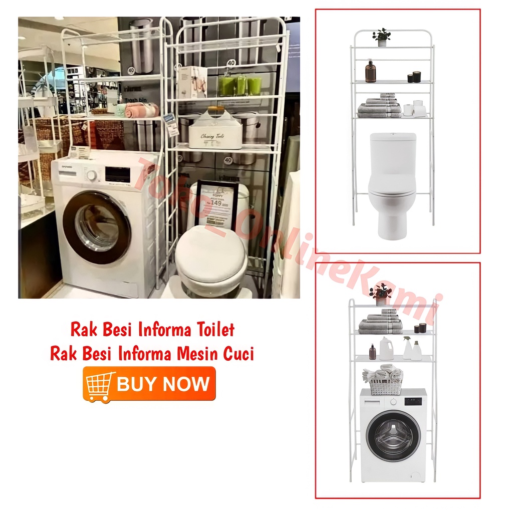 READY STOCK INFORMA Rak Besi Toilet Serbaguna 3 Tingkat/Rak Mesin Cuci/Rak Toilet/Rak Anti Karat