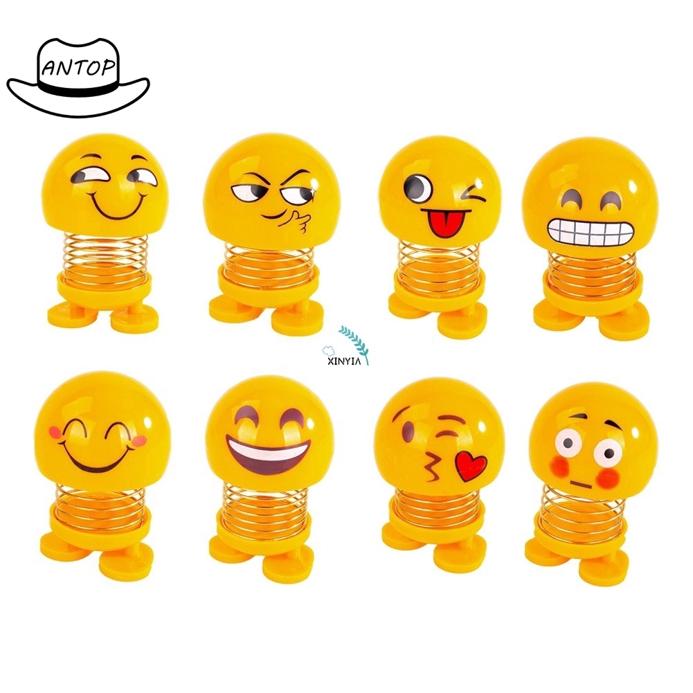 Antop 6 Pcs Set Emoticon Emoji Doll Mini Lucu Spring Bouncing