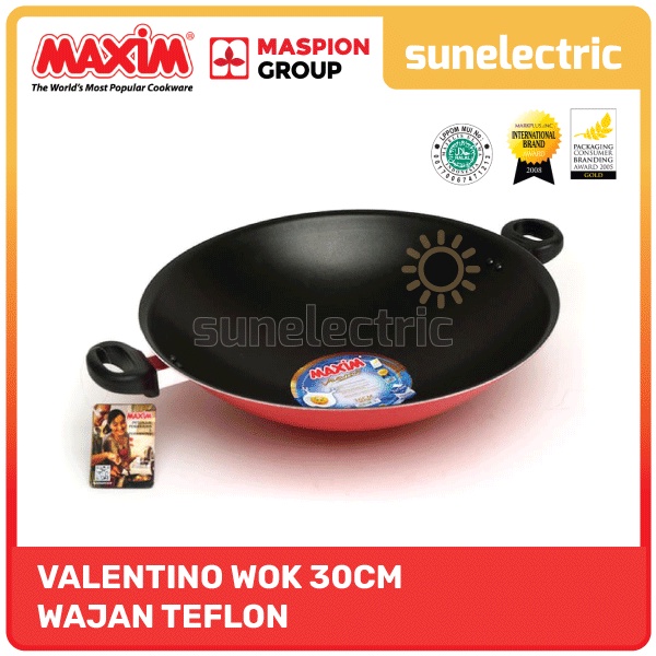 Maxim Valentino Wok Wajan Penggorengan / Tumis Teflon Anti Lengket 30 Cm