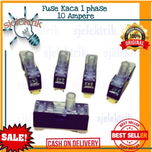 Fuse kubur Din rel  FS 10 / fuse holder 1 pole 10A  / fuse glass