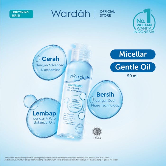 Wardah Lightening Oil Infused Micellar Water 50 ml / Wardah Lightening Series