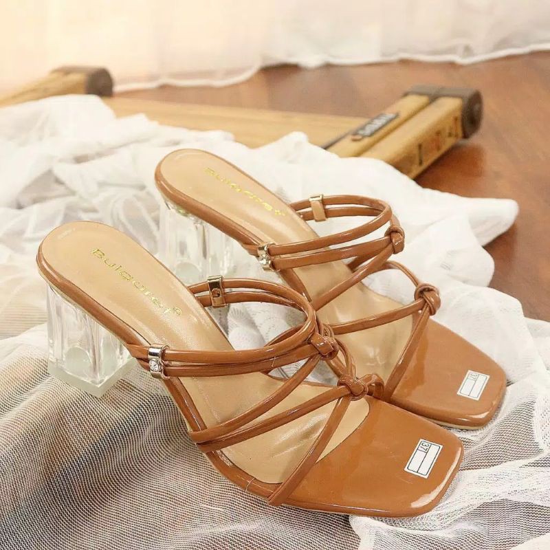 Heels Wanita | Heels Hak Mika Kaca | Heels Kaca Hak Tahu