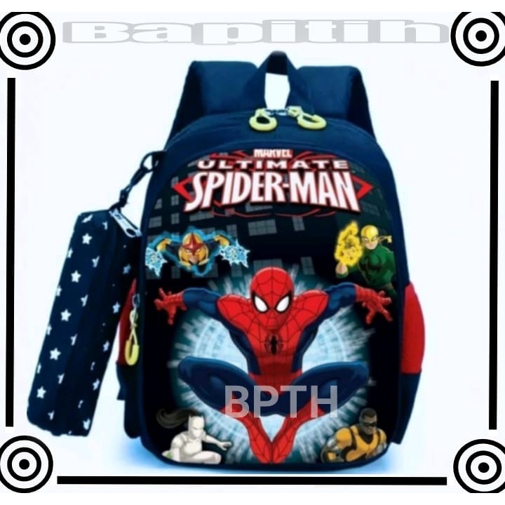 BPT  Spiderman - Tas Anak Sekolah anak laki-laki tas sekolah anak sd tk smp laki-laki murah New Baru Ori