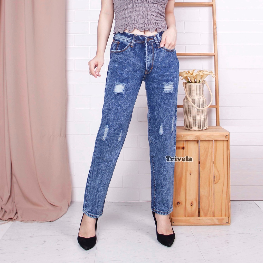 (FREE BELT) - BOYFRIEND JEANS SAMANTA / BOYFRIEND JEANS SOBEK LAPIS 27-36