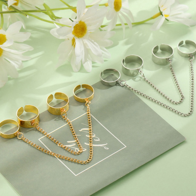 Fancyqube Cincin Model Rantai Silang Adjustable Gaya Punk Hip Hop Untuk Pria Dan Wanita