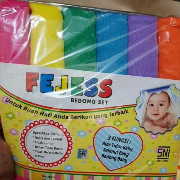 1 Helai Bedong Bayi Jumbo POLOS Rainbow Fejess 90x115 cm Bedong Selimut Baby per 1 Buah (1 HELAI)