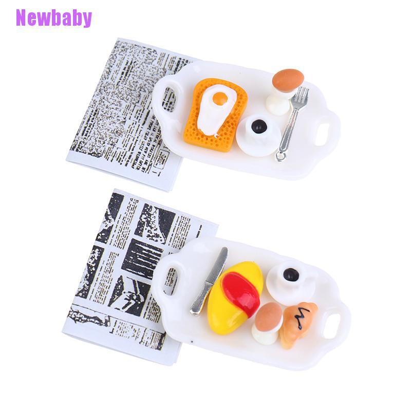 (Newbaby) Miniatur Piring Sarapan Telur / Roti Skala 1 / 12 1 / 6 Untuk Rumah Boneka