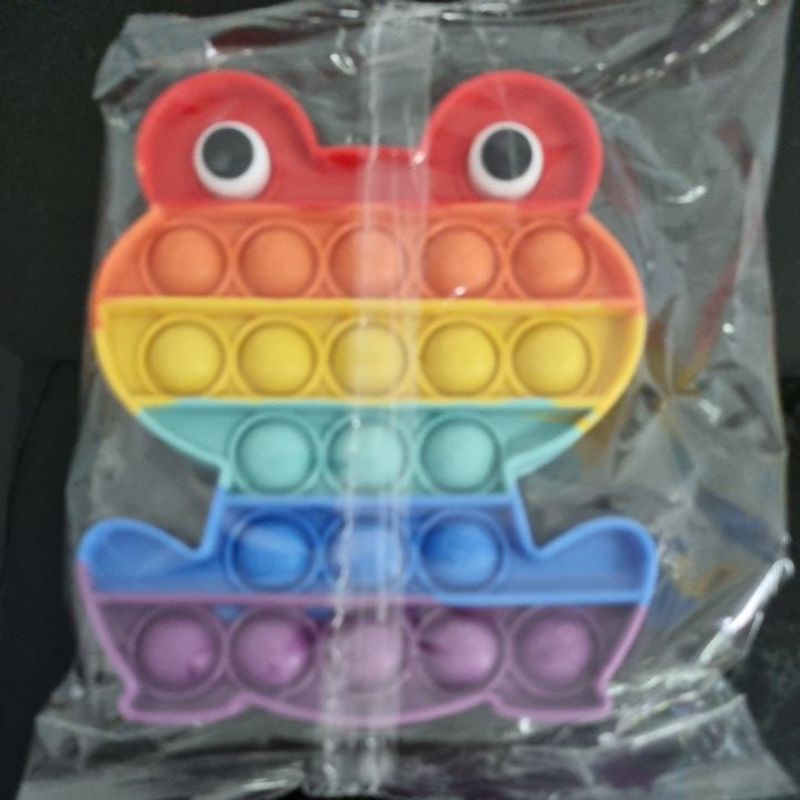 POP IT FIDGET TOY mainan penghilang stress relief kids kualitas 3d embos premium / MAINAN POP IT TIK TOK ANAK-Kodok rainbow