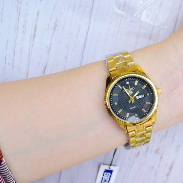 Jam Seiko wanita rantai gold + free gelang (model random)+ tgl &amp; hari aktif