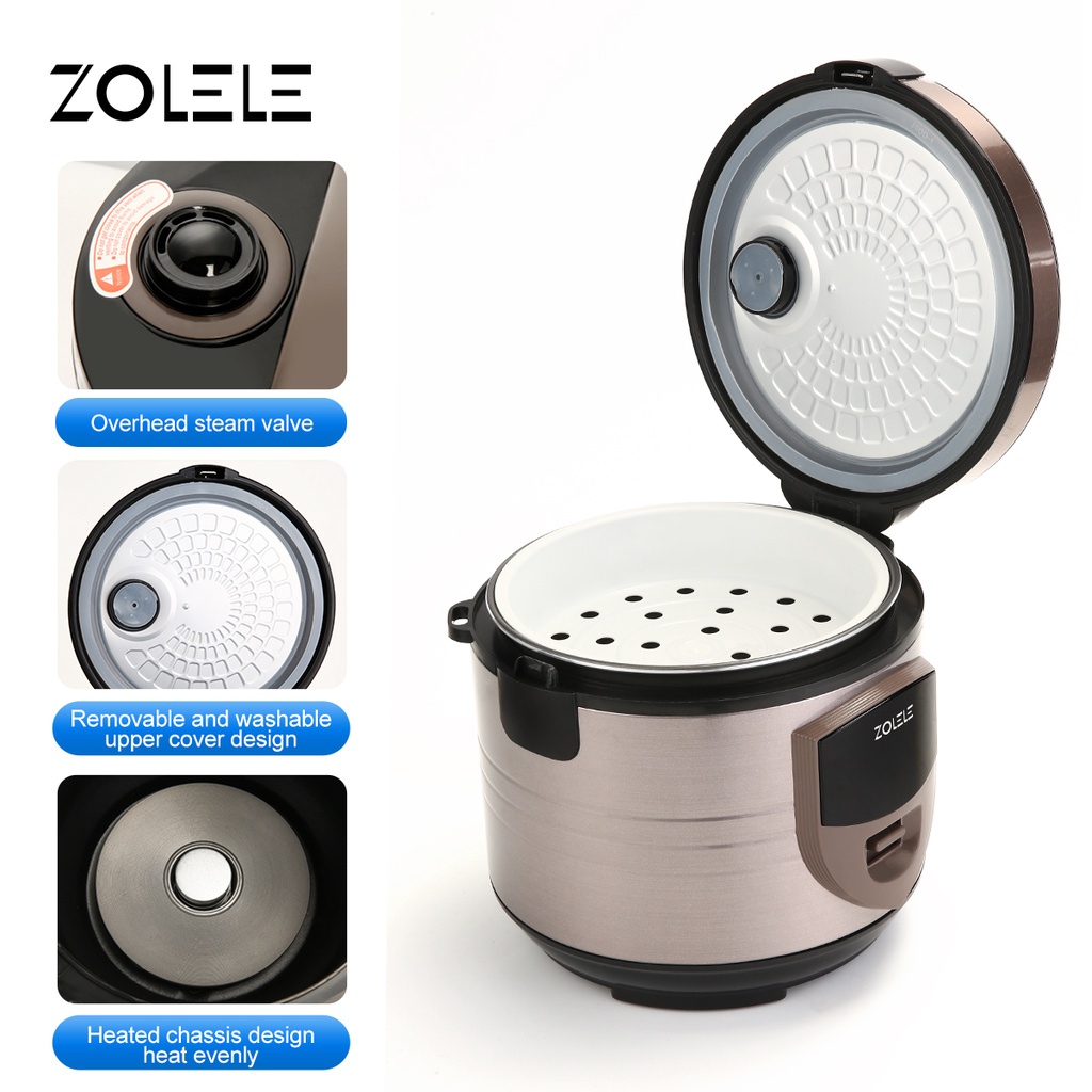 ZOLELE Rice Cooker Mini Penanak Nasi 3-5 Porsi Eletric Pressure Cooker Multi Non Stick Cooking Pot Panci Elektrik Multifungsi Steamer Low Watt Home Kitchen ZB501