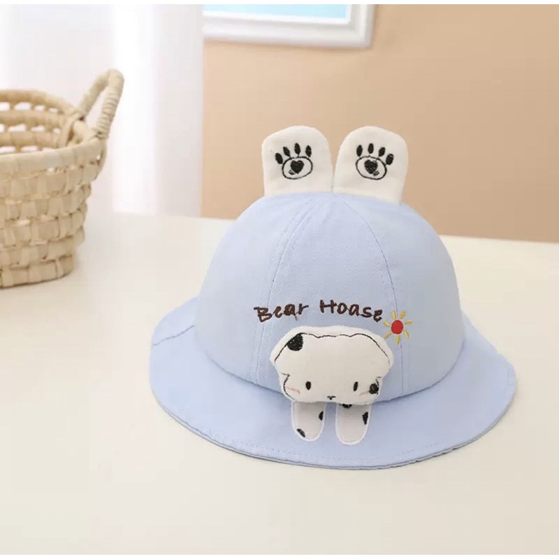 Topi Bucket Anak Bayi Balita Unisex Model Boneka Bear Hoase-Puppy