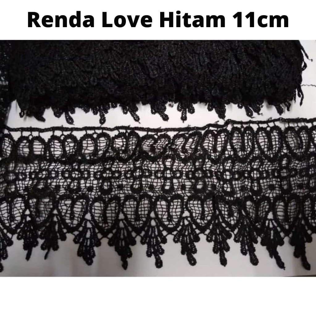 PER ROLL Renda Love Putih dan Hitam Untuk Mukena Termurah Renda Mukena Terlaris gratis Ongkir