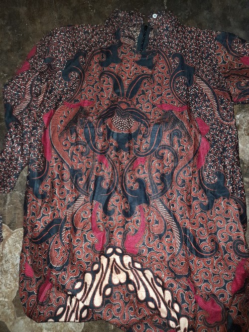 M-l-xl-xxl Batik Tunik Wanita Asj Sa Hrb026 Kenongo Pekalongan Sogan Tulis