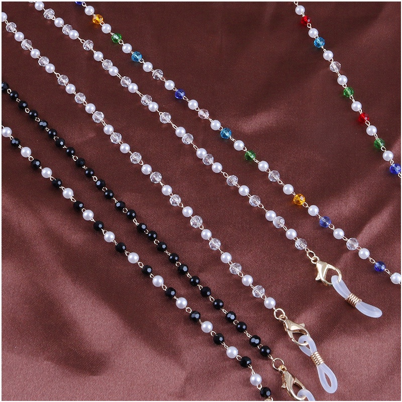 Korean Retro Bead Mask Lanyard Strap Crystal Chain Necklace