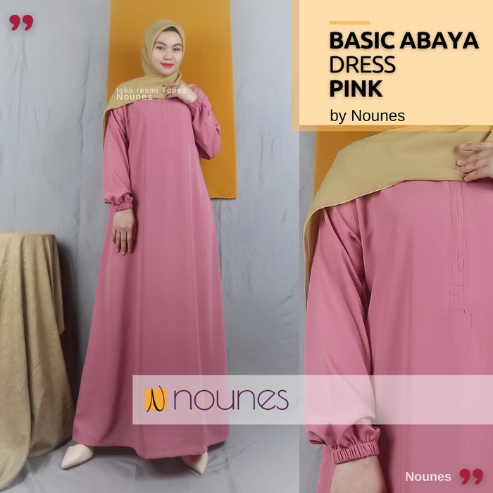 TERBARU     NOUNES BASIC ABAYA DRESS Gamis Home Daily Polos Syari Saku kanan