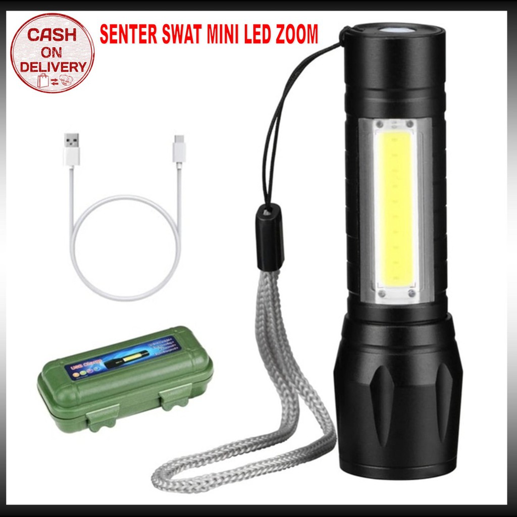 Original 100%!! Senter Swat Mini Zoom [Free Bubble] Senter Police LED Super Terang Swat Police