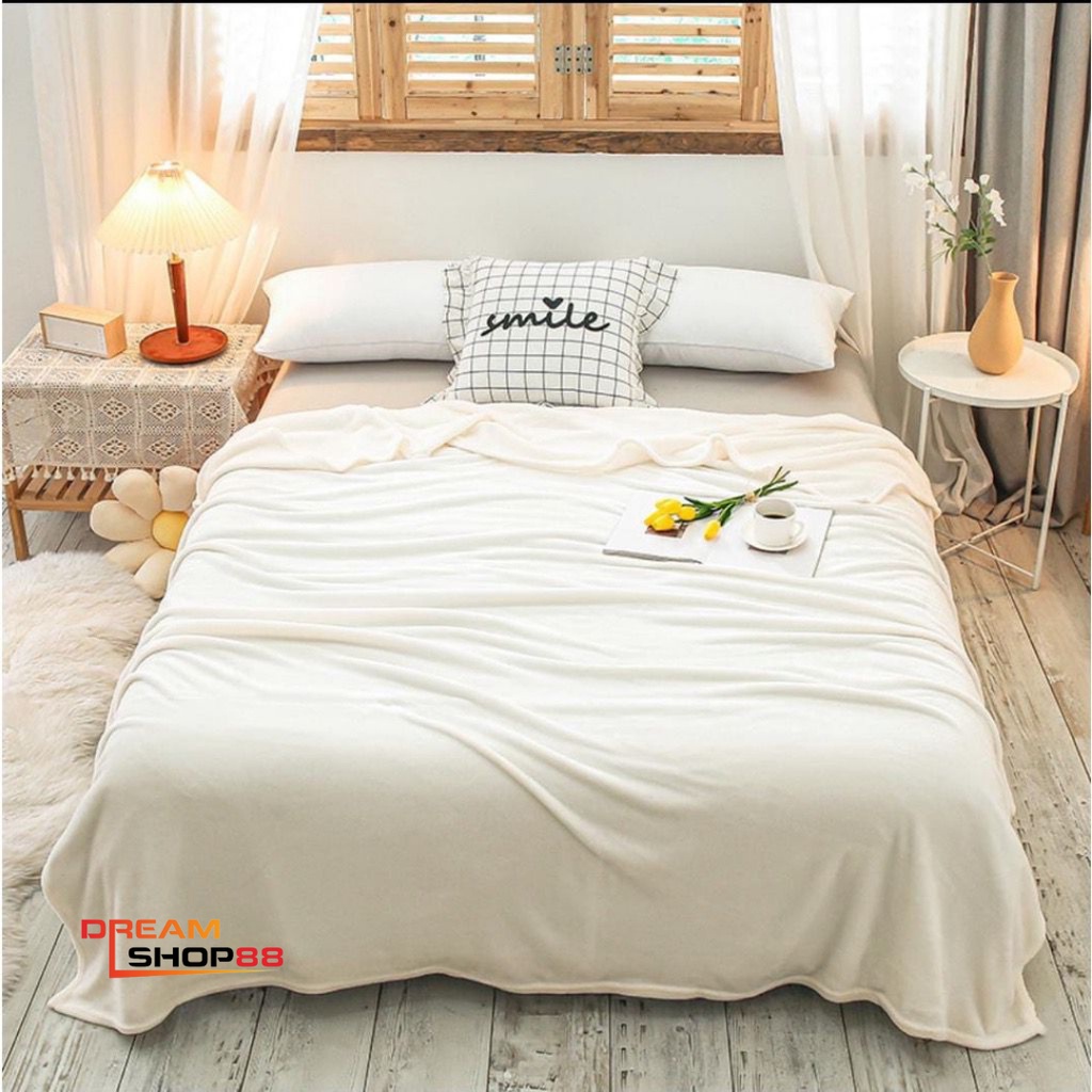 Selimut Bulu Halus Ukuran 160x200cm / Selimut Bulu Dewasa Tebal Super Lembut-putih