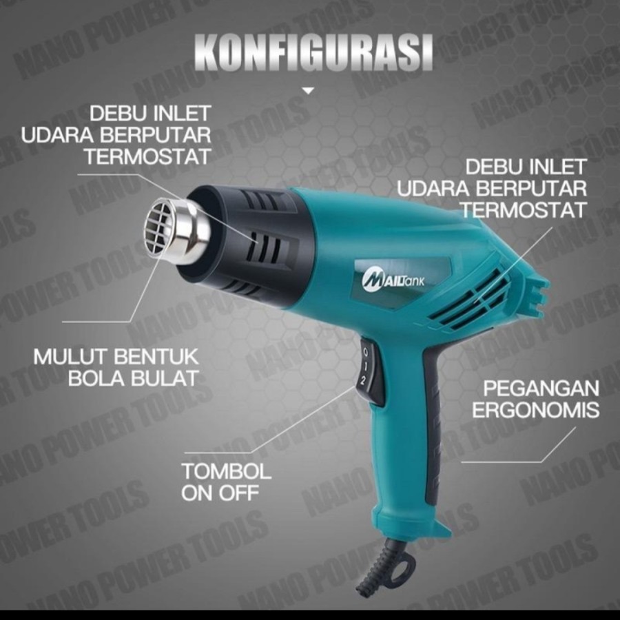 Pemanas plastik hot gun heat gun multi fungsi mailtank