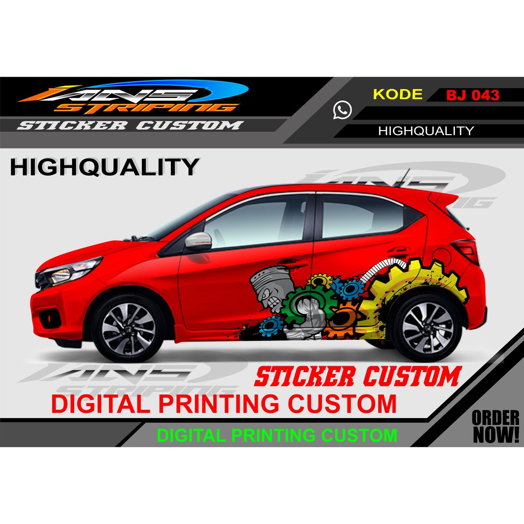 DECAL STIKER MOBIL SAMPING/ VARIASI STIKER MOBIL SAMPING BRIO, JAZZ, AVANZA, DLL