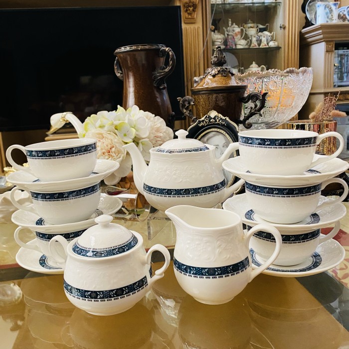 Tea Pot Set & Tea Cup Saucer Saint James Okja Mewah Cantik