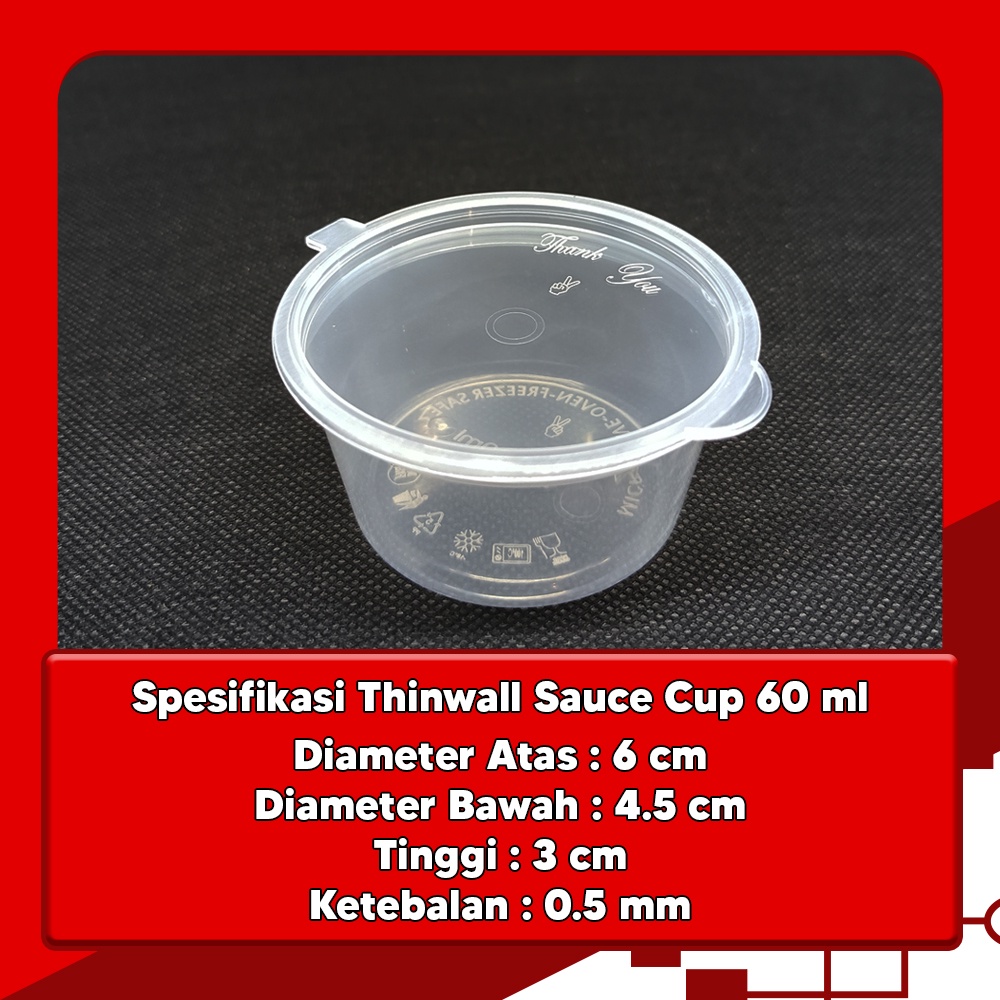 Sauce Cup 60 ml isi 50 pcs/Tempat Saos Sambal Plastik Container Murah