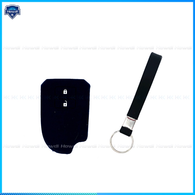 Cover Kunci Remote Mobil Keyless Bahan Silikon Dengan Gantungan Kunci Untuk Toyota Yaris 2018-2020