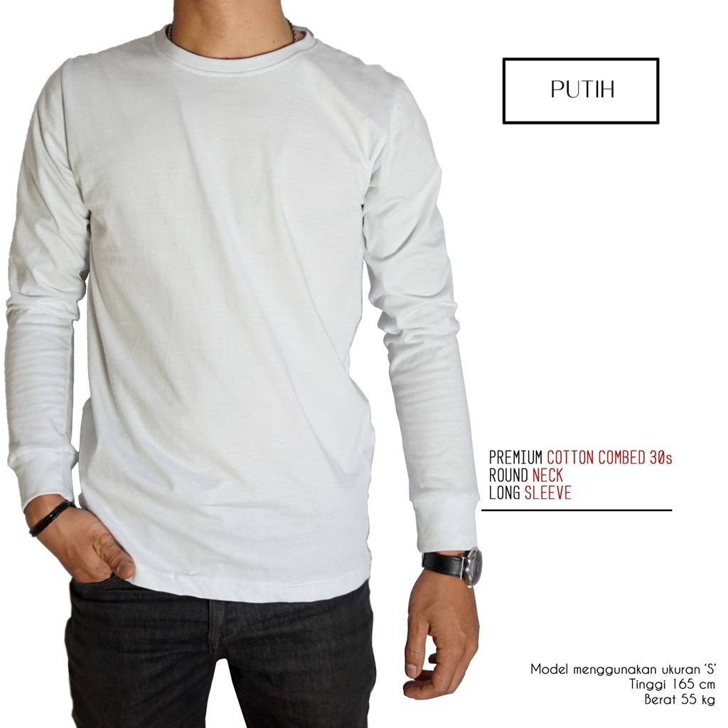 Naga Clothing Baju Kaos Polos Putih Lengan Panjang 100 Naga Clothing Baju Kaos Polos Putih Lengan Panjang 100