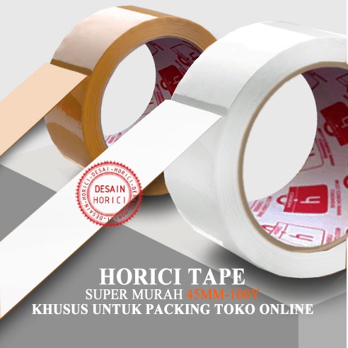 HORICI TAPE 45mmx100Y KHUSUS UNTUK PACKING TOKO ONLINE MURAH / FULL PANJANG LAKBAN BENING DAN COKLAT ISOLASI