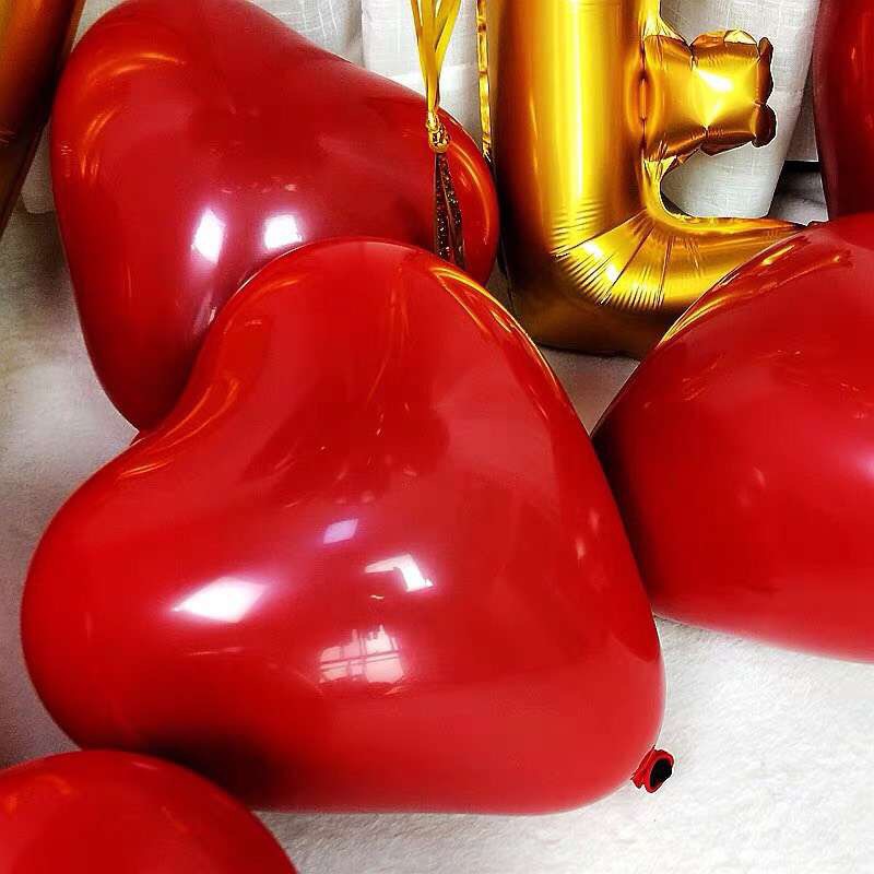 10pcs / Pak Balon Lateks Bentuk Hati Warna Merah Ukuran 10 Inci Untuk Dekorasi Pesta Ulang Tahun / Pernikahan