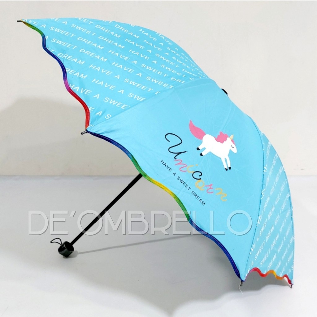 (487)Payung Lpt 4 Fancy Motif Unicorn HAVE A SWEET DREAM Anti UV