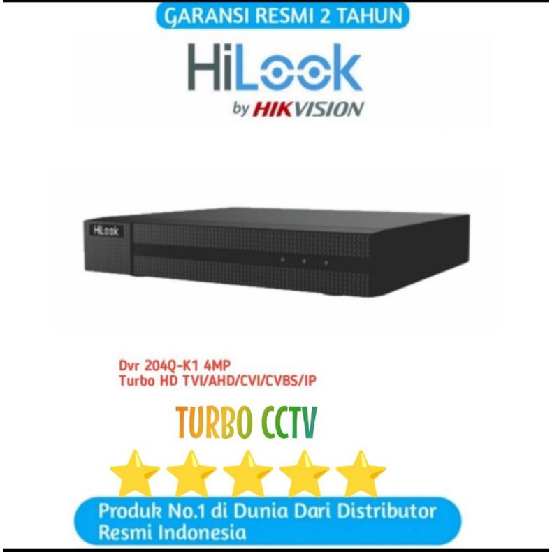 DVR 5 in 1 Hilook by Hikvision 4ch 5MP DVR-204Q-K1(S) 1 HDD H. 265+