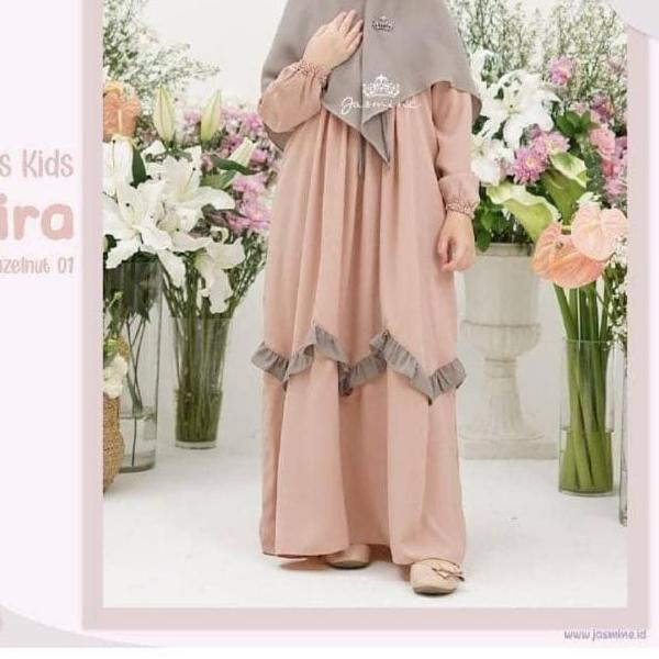 ➢ Khumaira Kids Syari 8-13 Tahun Gamis Plus Kerudung Gamis Anak SD SMP Gamis Mamansa Saleha Series ♤