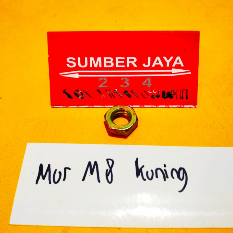 Mur M8 kuning isi 50  TERMURAH