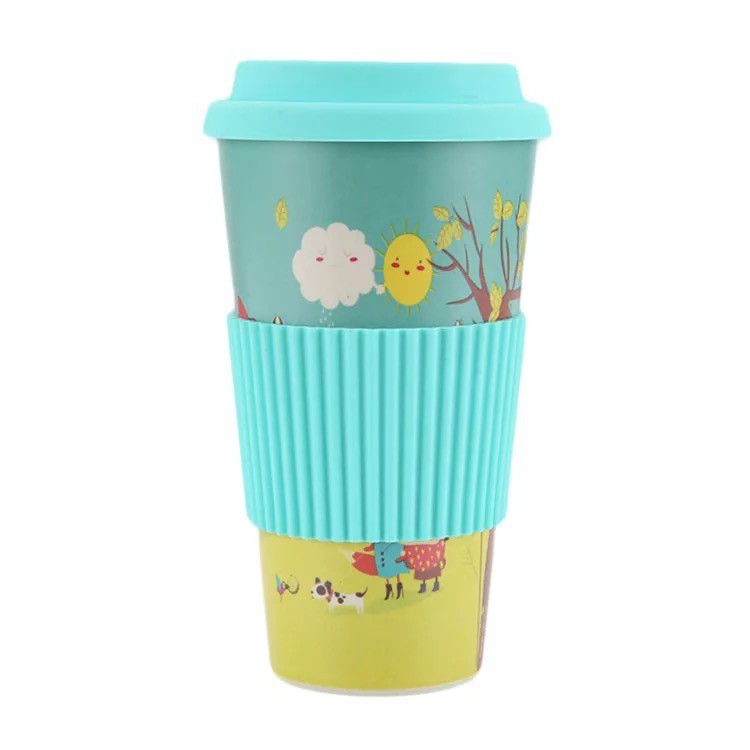 Reusable Bamboo Fiber Coffee Cup with Silicone Case