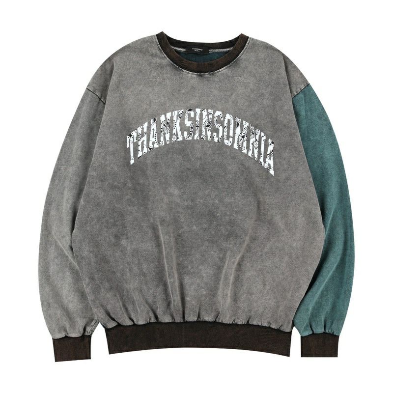 crewneck thanksinsomnia gruska washed grey half green
