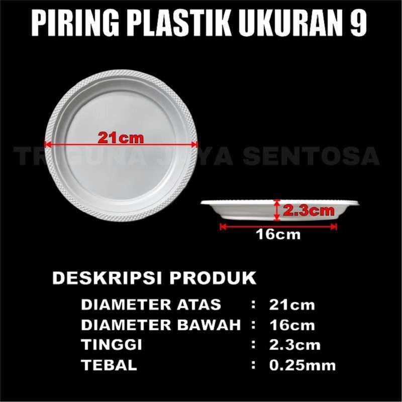 Piring Plastik P6 uk 6 kecil atau P7 uk 7 sedang atau Piring P9 uk 9 Besar u Makan Per Pack Piring Sekali Pakai SBY