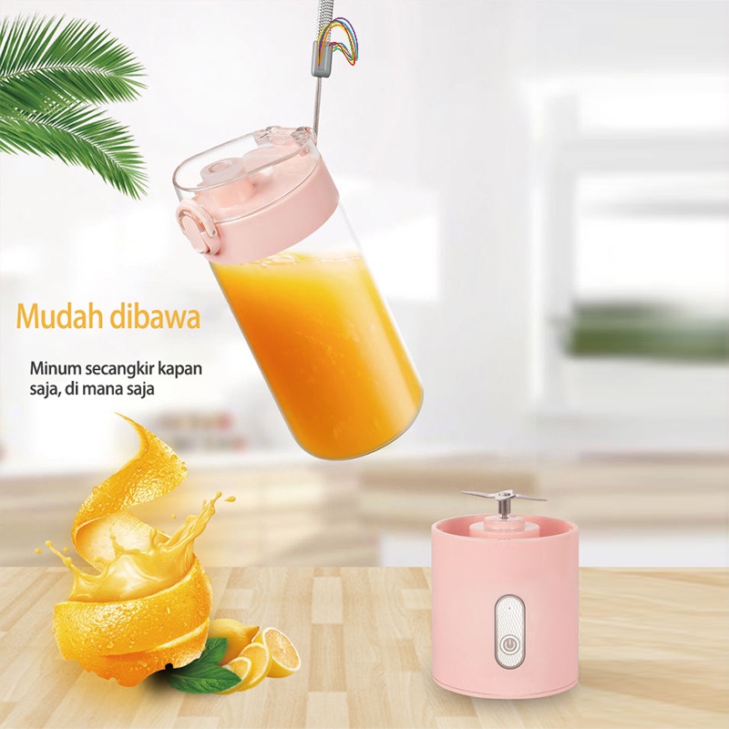 【BetterSeller】 JUICER BLENDER PORTABLE//USB 400ML//MINI JUICER  4 Mata Pisau Kaca Tebal