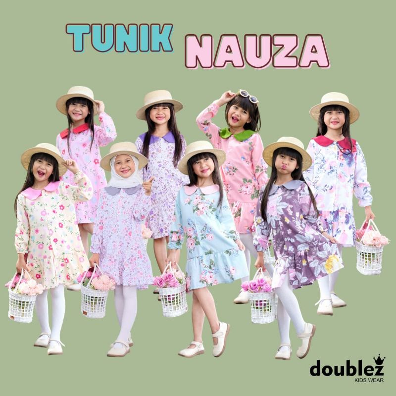 2- 7 Tahun Tunik Anak  Lengan Panjang  Motif  Bunga Nauza Tunik