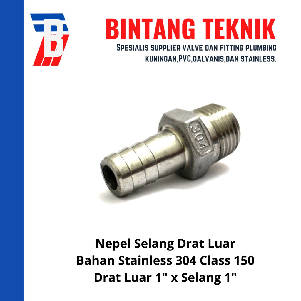 Nepel Selang Stainless (SUS) 304 Drat Luar 1" x Selang 1"
