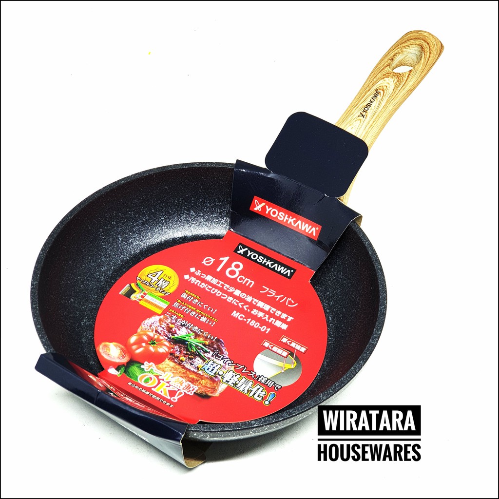 YOSHIKAWA 18CM FRY PAN CERAMIC ANTI  LENGKET MARBLE PANCI 