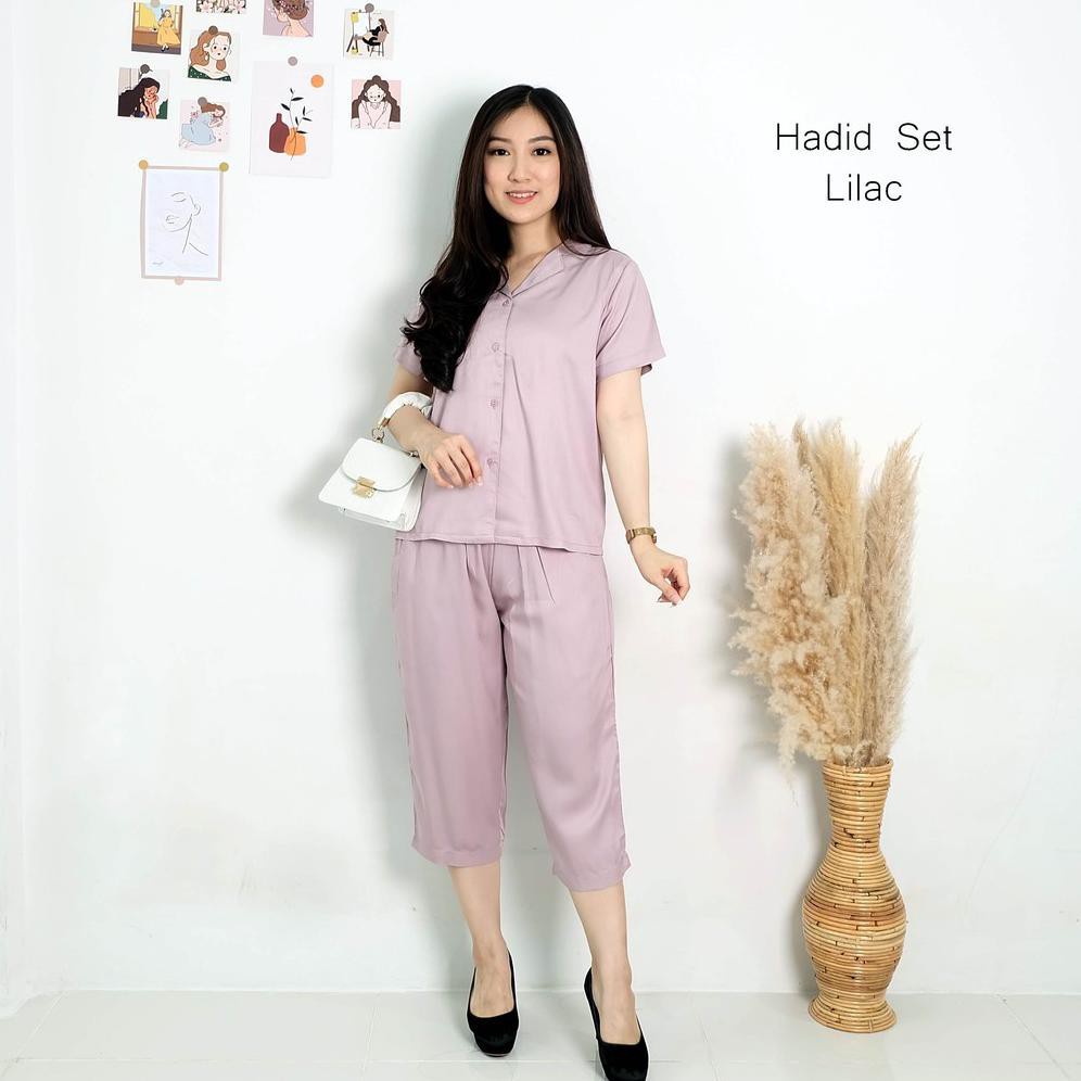 HADID SET STELAN RAYON POLOS [[PROMO]] RAYON VISCOSE PREMIUM LD 110CM FIT XL CASUAL PAJAMAS SANTAI