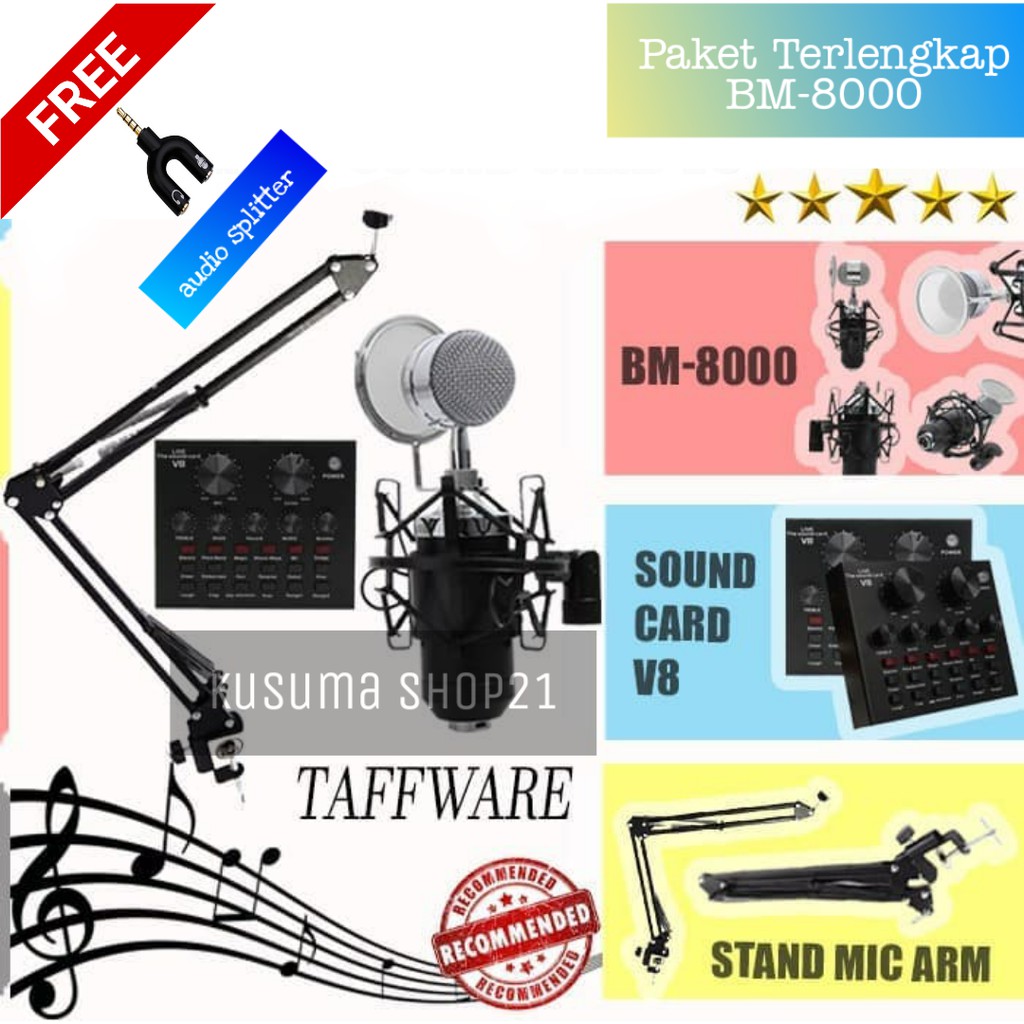 Paket Rekaman BM-8000 include Mixer Soundcard V8 Terlaris