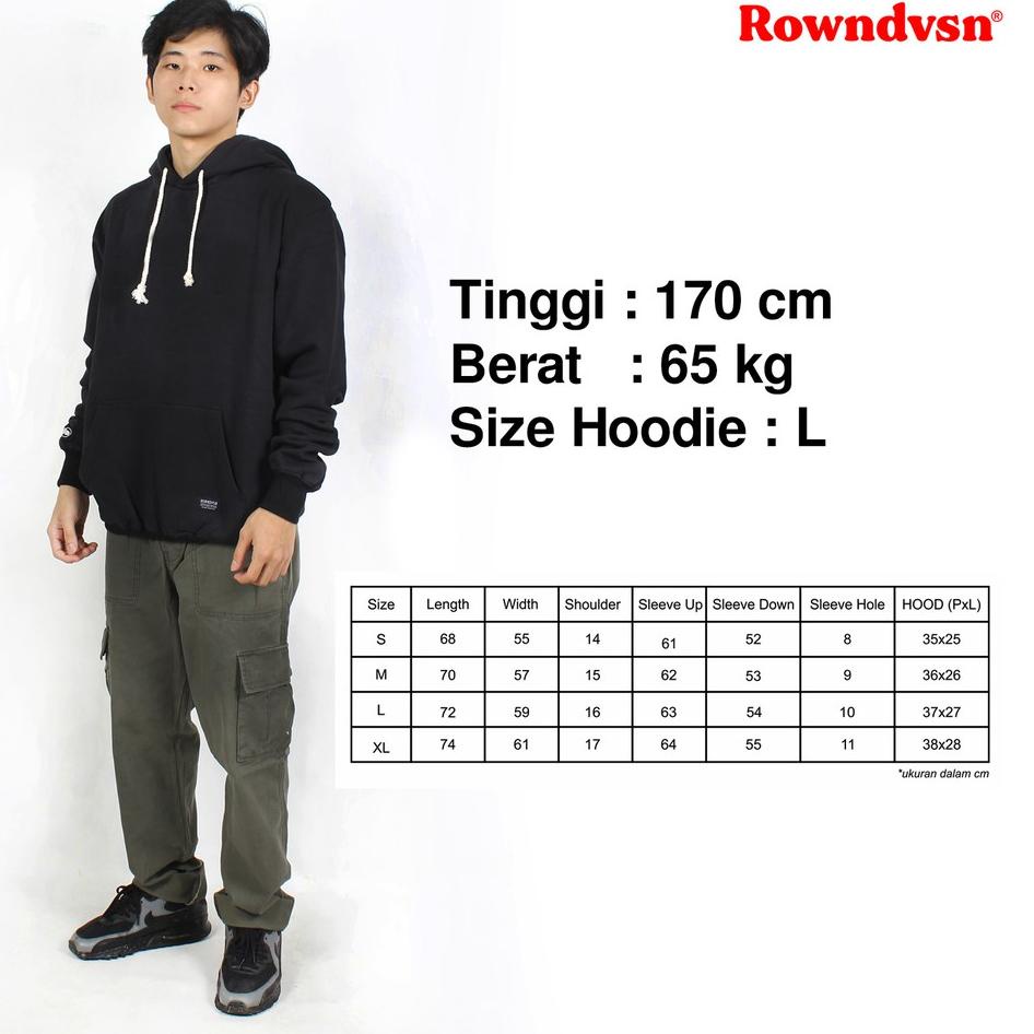 [TWN.01Jl22p] Pullover Hoodie Black - Rowndvsn Jaket Severn Hitam - TC013