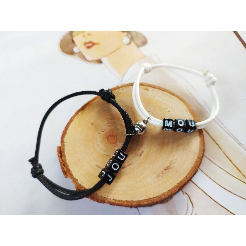 Gelang couple magnet inisial /gelang korea magnet romantis /gelang korea inisial magnet