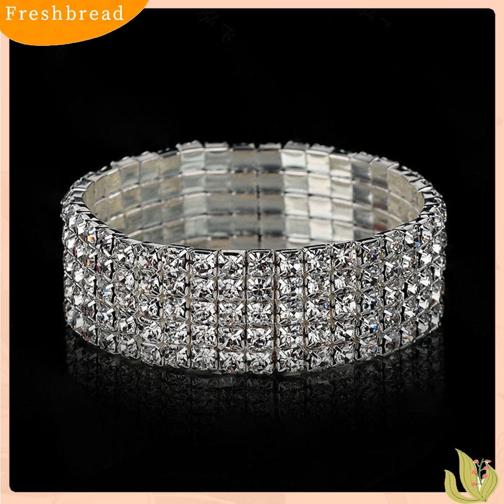 |Frebre Frebre| Gelang Tangan Berlian Imitasi Stretch Multi Baris Untuk Pengantin Wanita