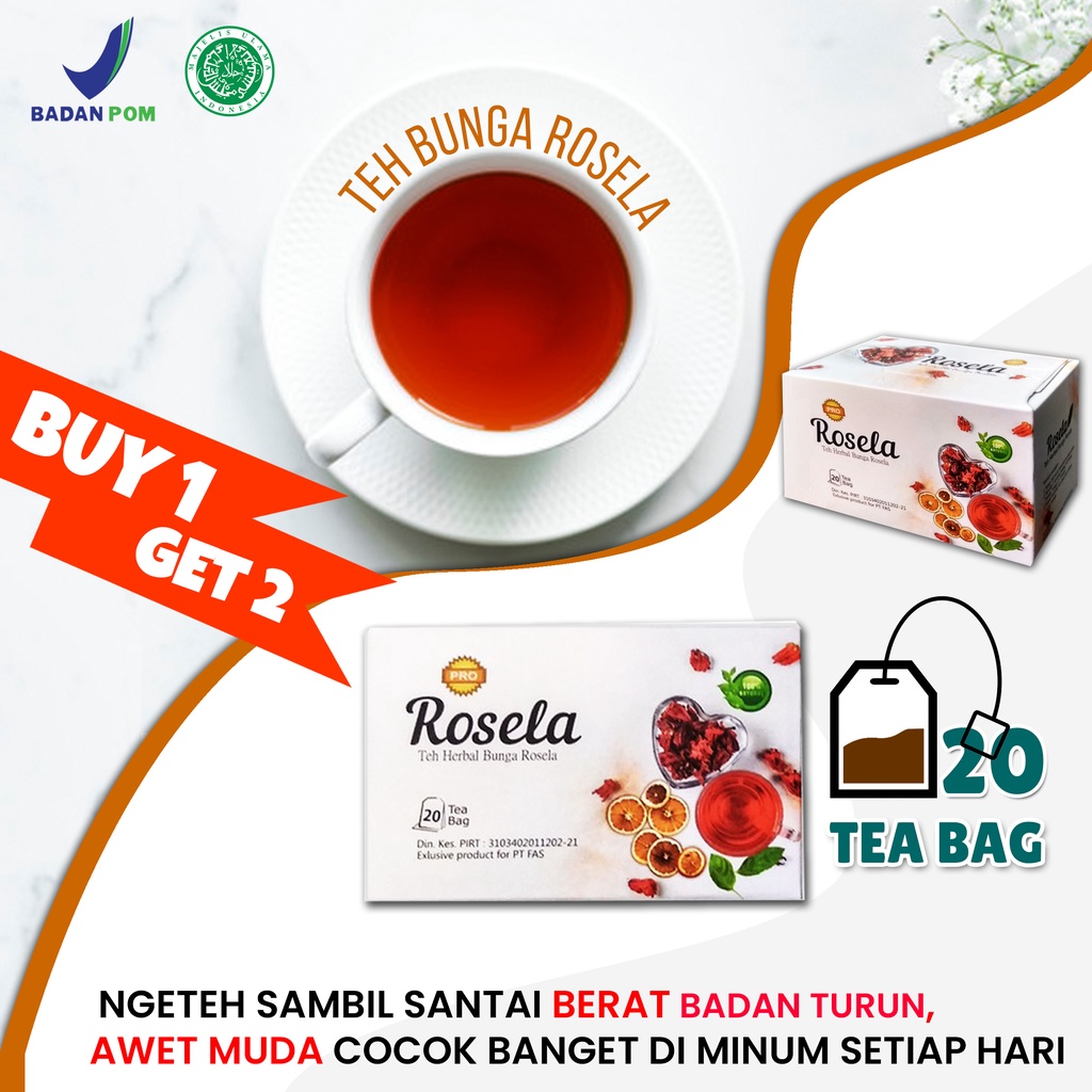 

Beli 1 gratis 1 Teh Bunga Rosella Pro Teh Rosella Pelangsing Wanita Teh Celup Herbal isi 20 pcs