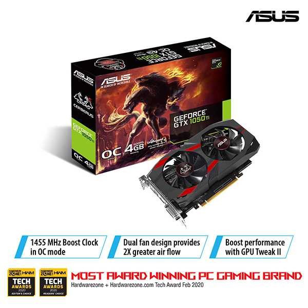 Vga Asus GTX 1050 ti OC 4Gb - Asus Cerberus Geforce GTX 1050 ti 4GB Ddr5 - Geforce GTX1050 ti 4GB